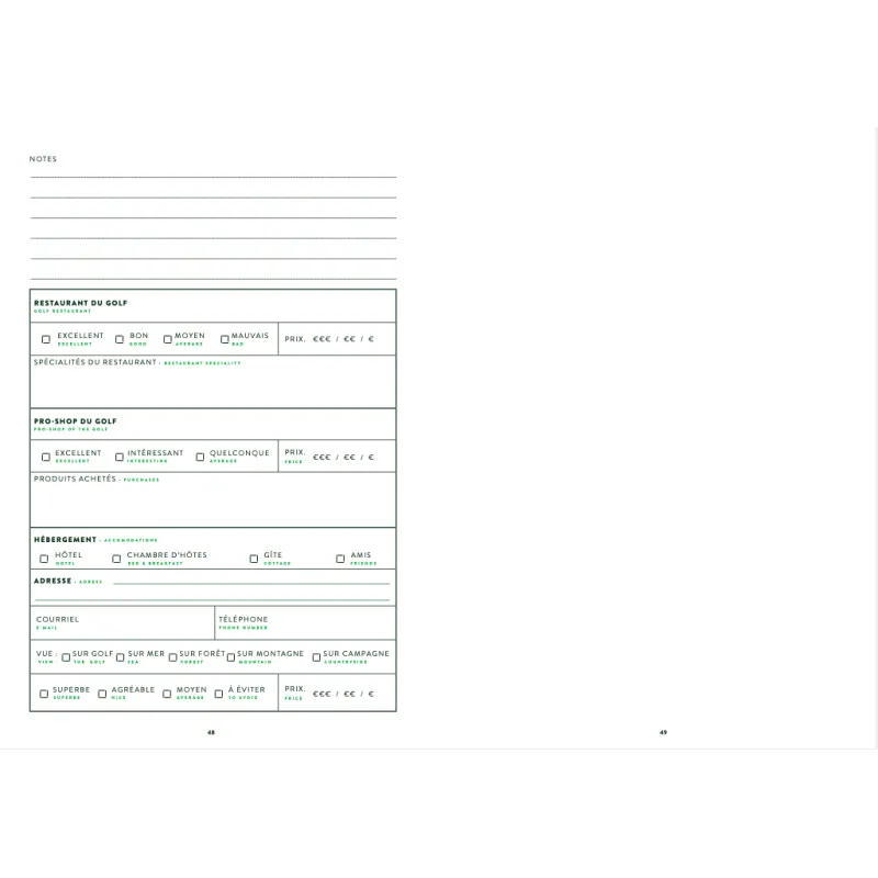 Aventura Éditions - Idée Cadeau, Carnet de notes pour le Golf