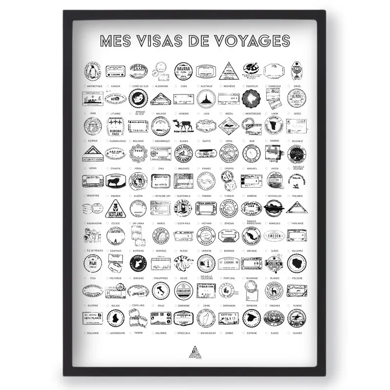 Aventura Éditions - Affiche Murale, Tampons Visas de Voyages